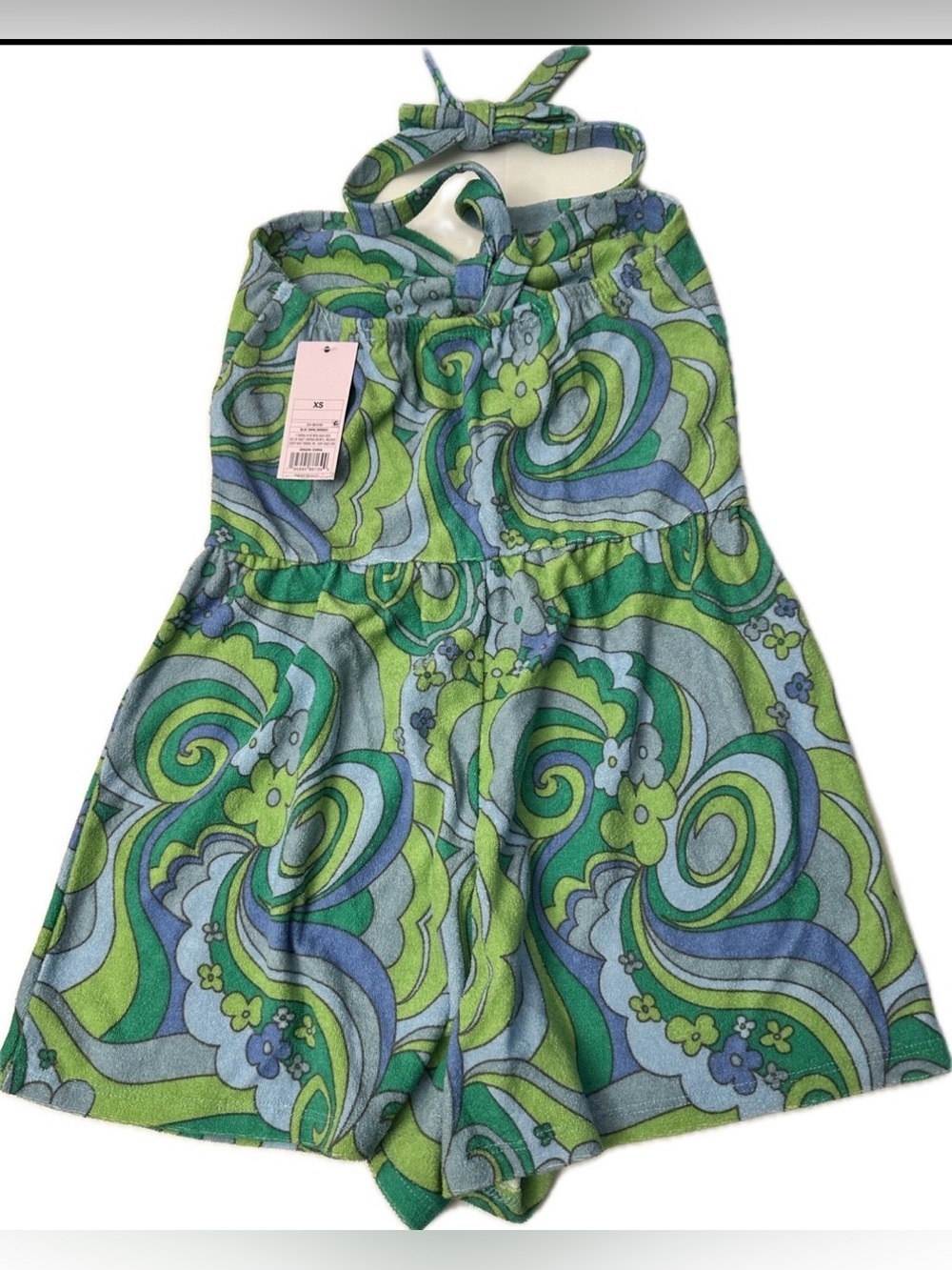Retro Floral Halter Romper in Green & Blue*WMN’S~Sz~XS*BNWT’s - Picture 2 of 2